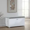 Riki panca / scarpiera 1 anta grigia finitura cemento struttura larice bianco e cuscino in pelle sintetica grigio 85x40xh46 cm