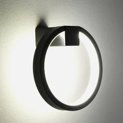 Ring applique led in alluminio colore nero opaco d15x7.5 cm