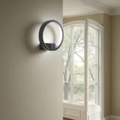 Ring applique led in alluminio colore nero opaco d15x7.5 cm