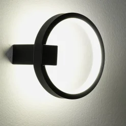 Ring applique led in alluminio colore nero opaco d15x7.5 cm