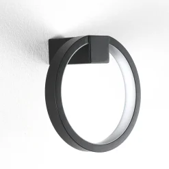 Ring applique led in alluminio colore nero opaco d15x7.5 cm