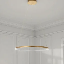 Ring gold lampadario oro in allumino oro satinato con filo regolabile d60 h92 cm