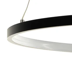 Ring lampadario led in allumino nero opaco con filo regolabile d60 h92 cm