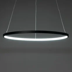 Ring lampadario led in allumino nero opaco con filo regolabile d60 h92 cm