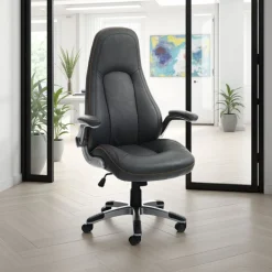 Riverside sedia da ufficio regolabile e girevole in pelle sintetica grigio scuro effetto invecchiato 72x65 h119/125 cm