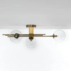 Roy lampadario / applique in metallo verniciato ottone opaco con sfere in vetro 74x20 h23 cm