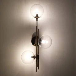 Roy lampadario / applique in metallo verniciato ottone opaco con sfere in vetro 74x20 h23 cm