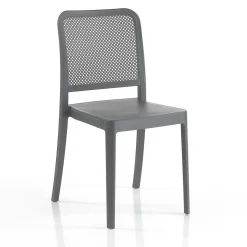 Sabine grey sedia interno esterno polip. colore grigio impilabile resistente agenti e raggi uv h.86 l.43 p.50 cm
