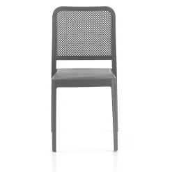 Sabine grey sedia interno esterno polip. colore grigio impilabile resistente agenti e raggi uv h.86 l.43 p.50 cm
