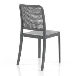 Sabine grey sedia interno esterno polip. colore grigio impilabile resistente agenti e raggi uv h.86 l.43 p.50 cm