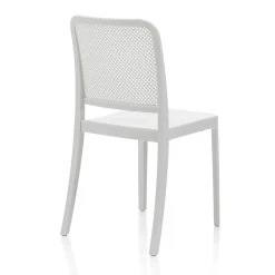 Sabine white sedia interno esterno polip. colore bianco impilabile resistente agenti e raggi uv h.86 l.43 p.50 cm