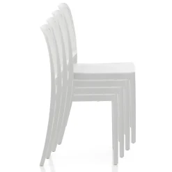 Sabine white sedia interno esterno polip. colore bianco impilabile resistente agenti e raggi uv h.86 l.43 p.50 cm