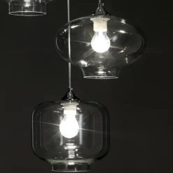 Saky clear lampadario 3 luci in vetro trasparente h126 d47 cm