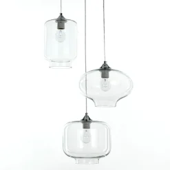 Saky clear lampadario 3 luci in vetro trasparente h126 d47 cm