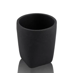 Sandy bicchiere portaspazzolini in poliresina colore antracite opaco 7.7x7.7 h8.6 cm