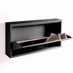 Sandy dark grey scarpiera a parete 1 anta metallo colore antracite h375 l75 p125