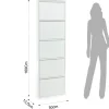 Sandy white scarpiera a parete 5/a 5 ante in metallo bianco goffrato 50x13.5xh169 cm