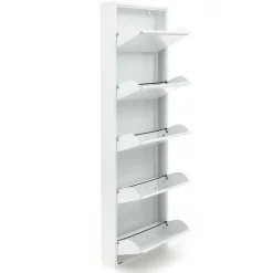 Sandy white scarpiera a parete 5/a 5 ante in metallo bianco goffrato 50x13.5xh169 cm