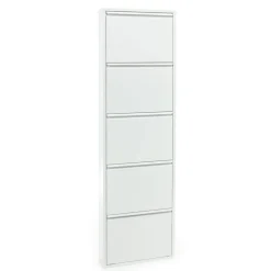 Sandy white scarpiera a parete 5/a 5 ante in metallo bianco goffrato 50x13.5xh169 cm