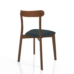 Sedia AMBRA DARK WOOD legno massello tinto finitura Noce scuro seduta Tessuto Grigio scuro seduta H47 L45 P41