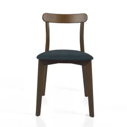 Sedia AMBRA DARK WOOD legno massello tinto finitura Noce scuro seduta Tessuto Grigio scuro seduta H47 L45 P41