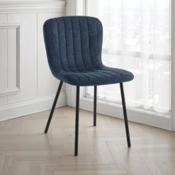 sedia COSY BLUE tessuto Blu struttura metallo Nero opaco H77 L43 P53