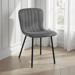 sedia COSY GREY tessuto Grigio struttura metallo Nero opaco H77 L43 P53