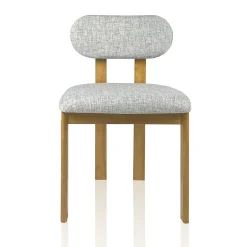 Sedia TRIPOD WOOD legno massello tinto finitura Rovere seduta Tessuto Grigio scuro seduta H49 L50 P48