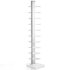 Sheer libreria a colonna 10 ripiani in acrilico trasparente e metallo cromato 30x30xh148 cm