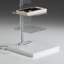 Sheer libreria a colonna 10 ripiani in acrilico trasparente e metallo cromato 30x30xh148 cm