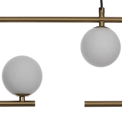 Show lampadario in acciaio ottone opaco e vetro bianco opaco 86x9.5xh22 cm