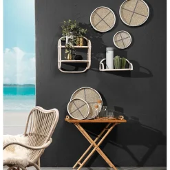 Single alka mensola da parete 1 ripiano hanna single in rattan sbiancato 43x20xh20 cm