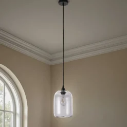 Skittle-c lampadario vetro grigio trasparente cm. d18 h25 cm