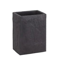 Slate bicchiere portaspazzolini in resina effetto cemento nero 7.5x5xh10 cm