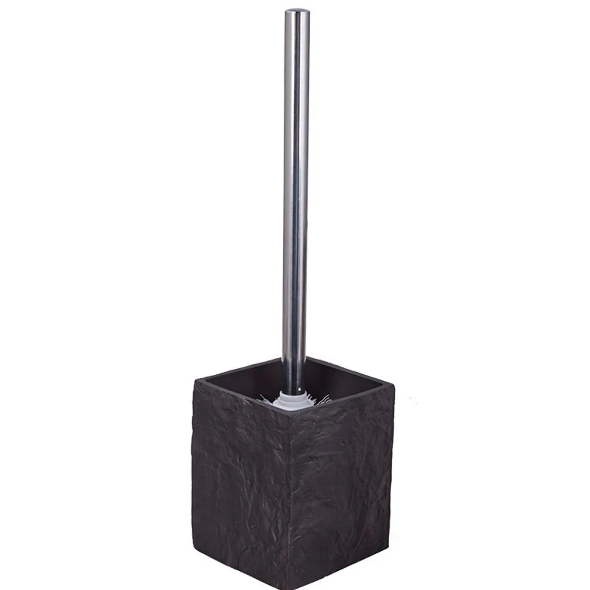 Slate portaspazzolino toilette in resina effetto cemento nero 9x9xh37 cm