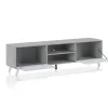 Smart varsavia porta tv 2 ante a ribalta finitura larice bianco e grigio cemento 180x40xh49 cm