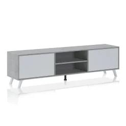 Smart varsavia porta tv 2 ante a ribalta finitura larice bianco e grigio cemento 180x40xh49 cm