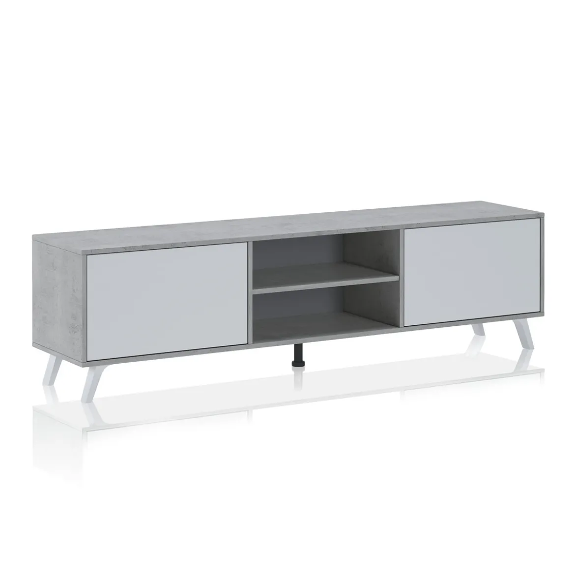 Smart varsavia porta tv 2 ante a ribalta finitura larice bianco e grigio cemento 180x40xh49 cm