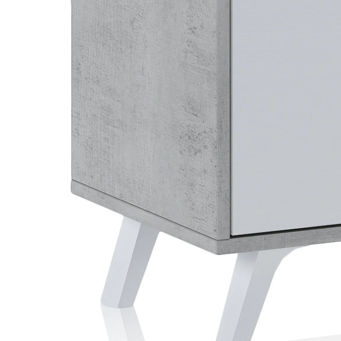 Smart varsavia porta tv 2 ante a ribalta finitura larice bianco e grigio cemento 180x40xh49 cm