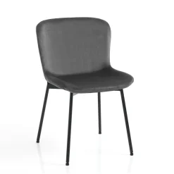 Snug velvet grey sedia velluto grigio struttura metallo nero opaco cm h80 l50 p60
