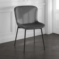 Snug velvet grey sedia velluto grigio struttura metallo nero opaco cm h80 l50 p60