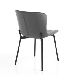 Snug velvet grey sedia velluto grigio struttura metallo nero opaco cm h80 l50 p60