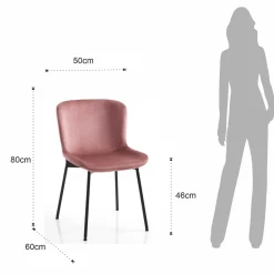 Snug velvet pink sedia velluto rosa cipria struttura metallo nero opaco cm h80 l50 p60