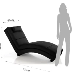 Sofia black chaise longue in pelle sintetica nera cm h85 l62 p172