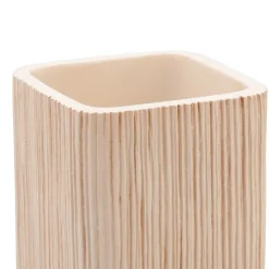 Spa bicchiere portaspazzolini in ceramica effetto legno 6.5x6.5 h11 cm