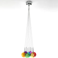 Spheres color lampadario 7 luci con sfere in vetro colorato h110 d32 cm