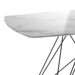 Spillo Marble Tavolo Scrivania finitura Marmo Calacatta e gambe in Metallo Nero Opaco, 200 x 100 x h 77 cm