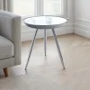 Spok chrome tavolino comodino in metallo cromato piano con vetro a specchio d41.5 h46 cm