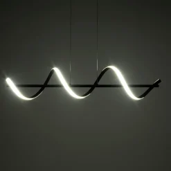Spring lampadario a led in allumino nero opaco policarbonato bianco opaco cm h150 l92 p20 lumen 2898