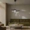 Square black lampadario led in metallo nero opaco filo regolabile 54x54 h8 cm